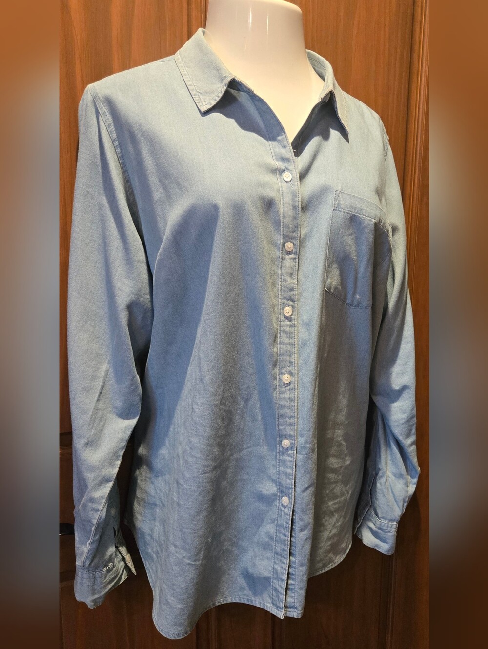 croft & barrow Light Blue Denim Button-Up Shirt